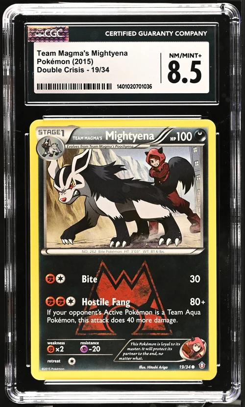 TEAM MAGMA'S MIGHTYENA DOUBLE CRISIS #19/34 2015 ENGLISH CGC 8.5
