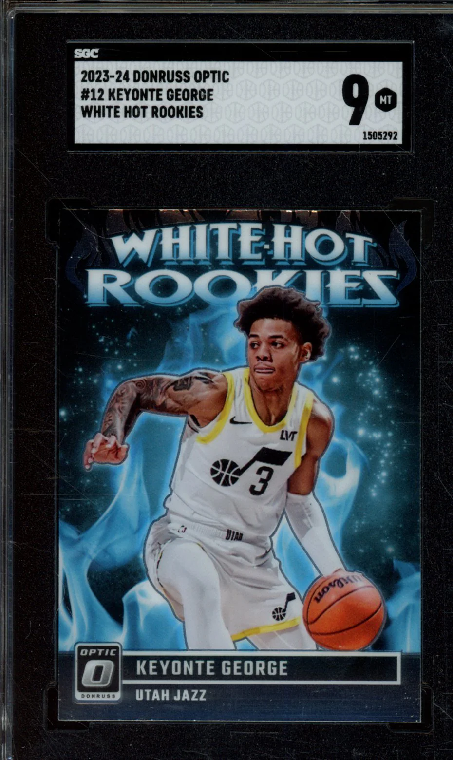 2023-24 DONRUSS OPTIC #12 KEYONTE GEORGE WHITE HOT ROOKIES SGC 9