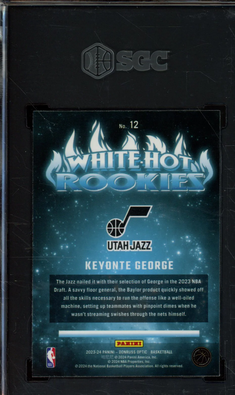 2023-24 DONRUSS OPTIC #12 KEYONTE GEORGE WHITE HOT ROOKIES SGC 9 - Image 2