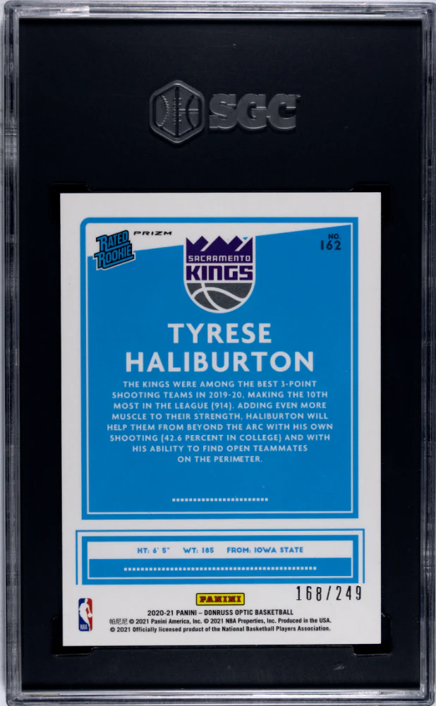 TYRESE HALIBURTON #162 2020-21 DONRUSS OPTIC PREMIUM BOX SET SGC 10 GEM - Image 2