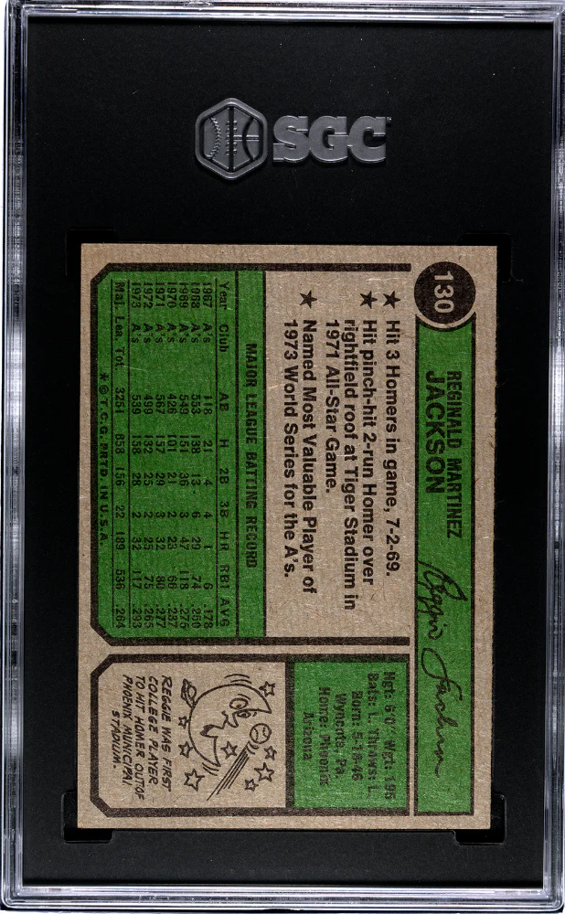 REGGIE JACKSON #130 1974 TOPPS - SGC 4 VG, EX - Image 2
