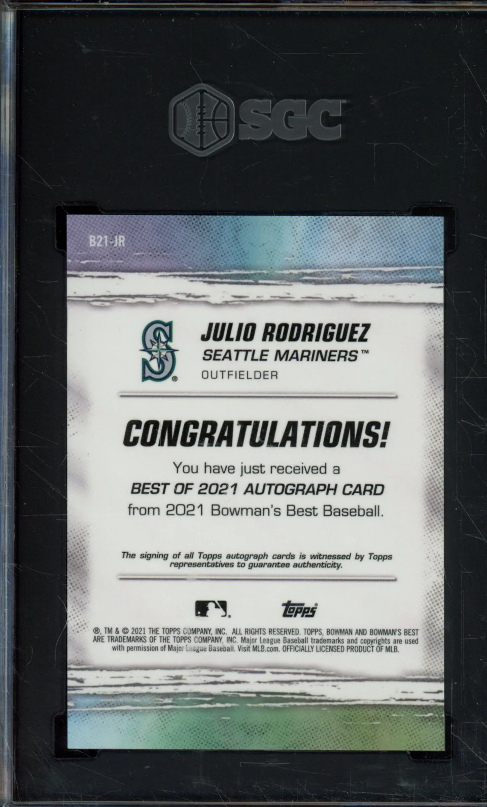 2021 BOWMANS BEST JULIO RODRIGUE #B21-JR AUTO SGC 9.5/10 - Image 2
