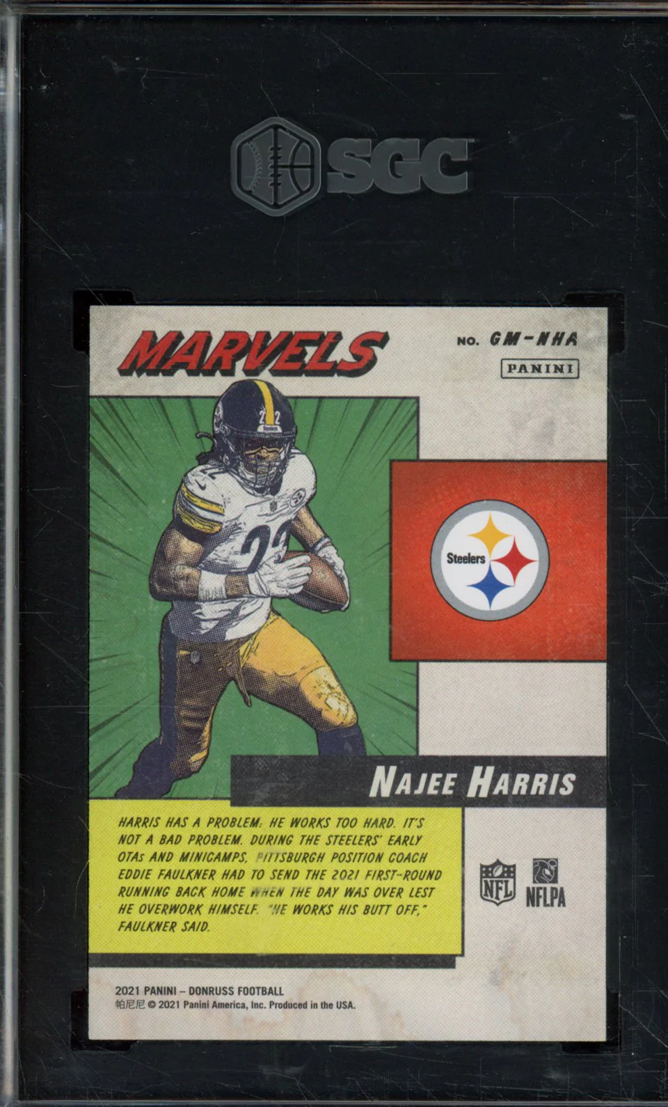 2021 DONRUSS NAJEE HARRIS GRIDIRON MARVELS SGC 9.5 #GM-NHA - Image 2