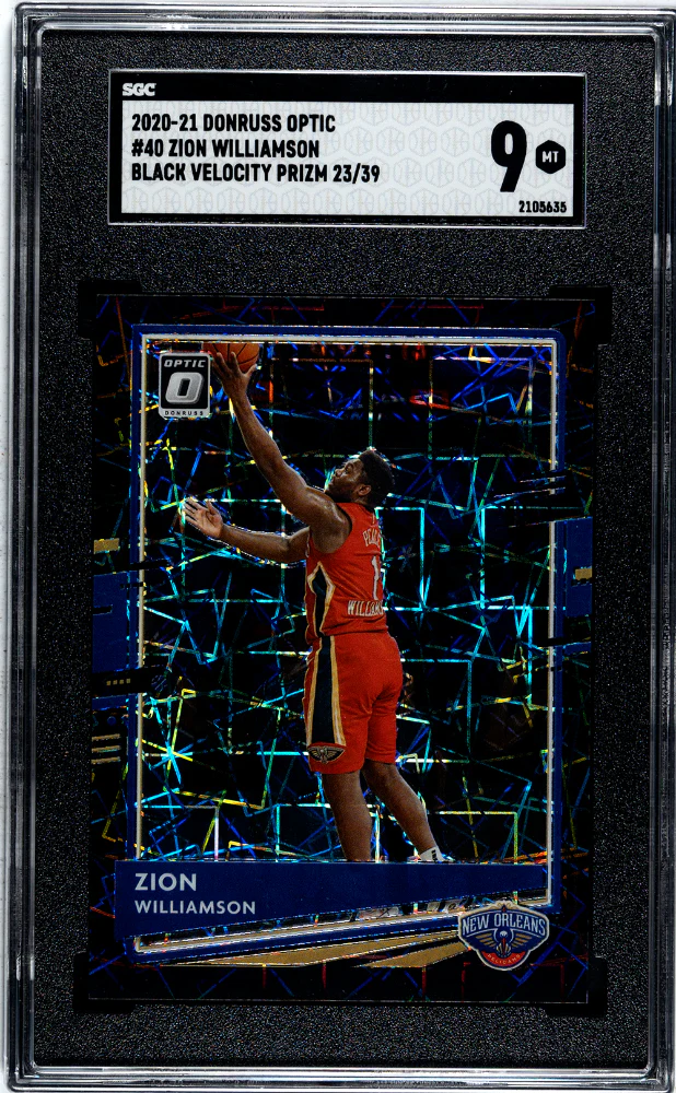 ZION WILLIAMSON #40 2020-21 DONRUSS OPTIC BLACK VELOCITY PRIZM /39 SGC 9 MT