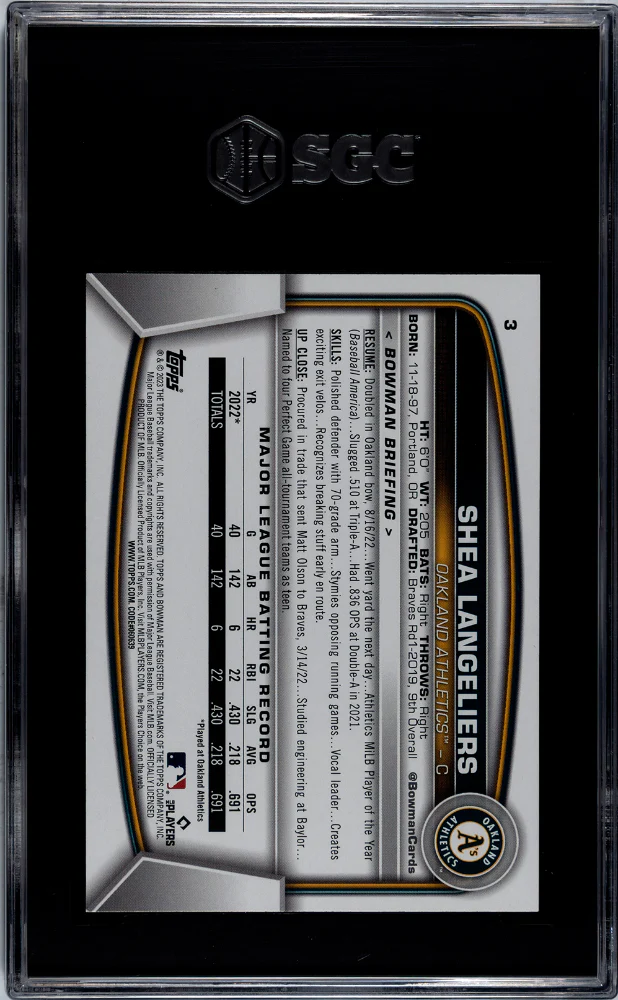SHEA LANGELIERS #3 2023 BOWMAN - SGC 9.5 MT+ - Image 2
