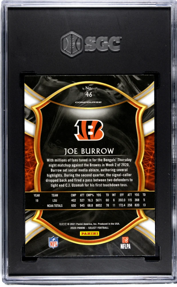 JOE BURROW #46 2020 PANINI SELECT - SGC 9.5 MT+ - Image 2