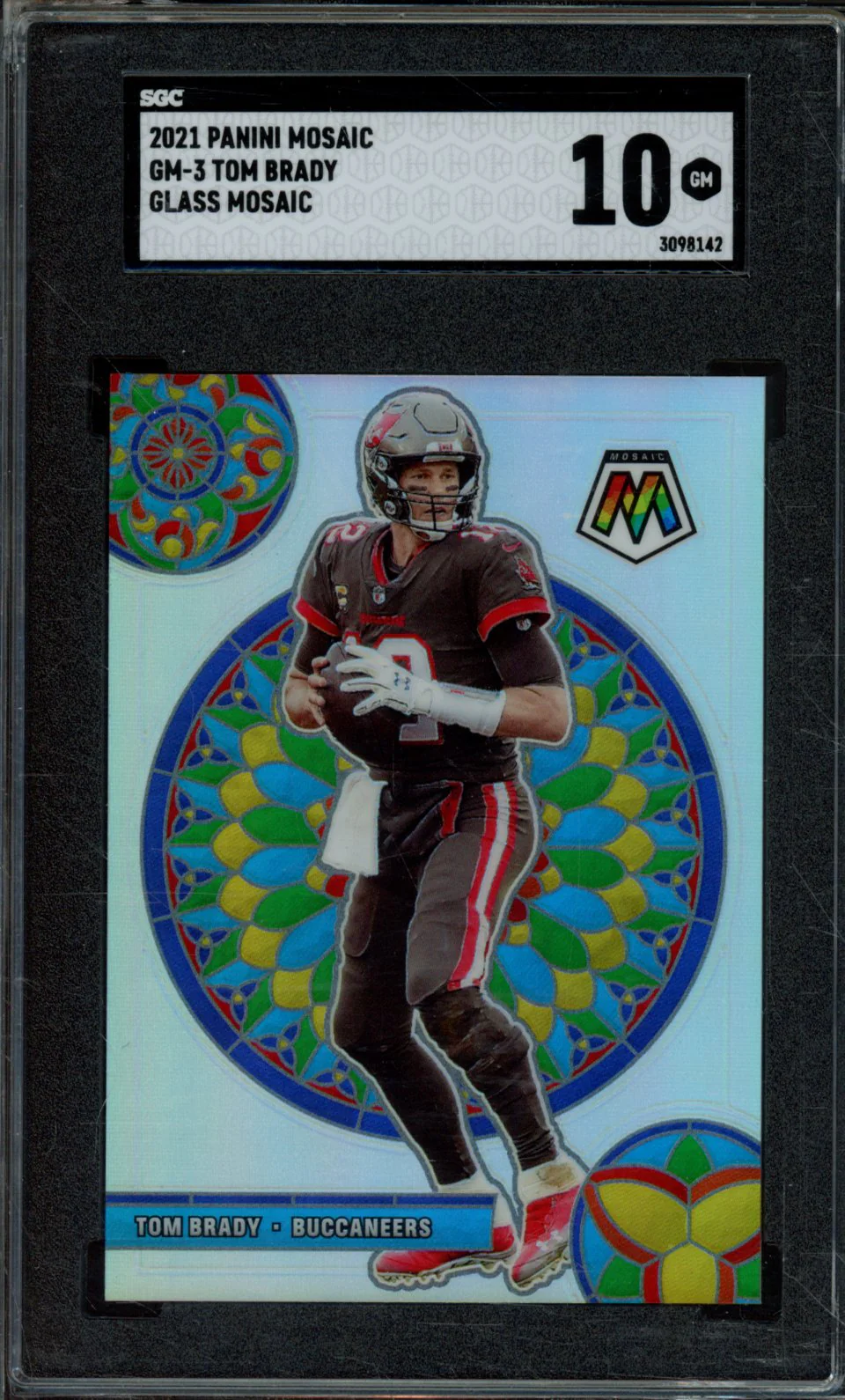 2021 PANINI MOSAIC GM-3 TOM BRADY GLASS MOSAIC SGC 10