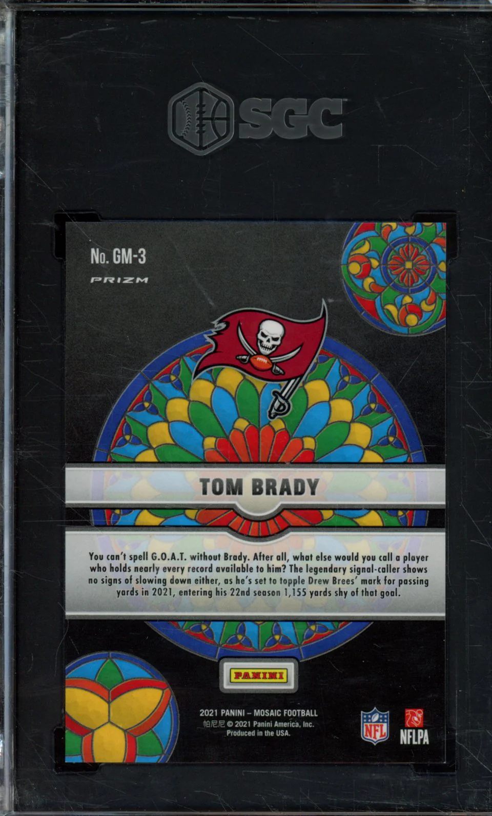 2021 PANINI MOSAIC GM-3 TOM BRADY GLASS MOSAIC SGC 10 - Image 2