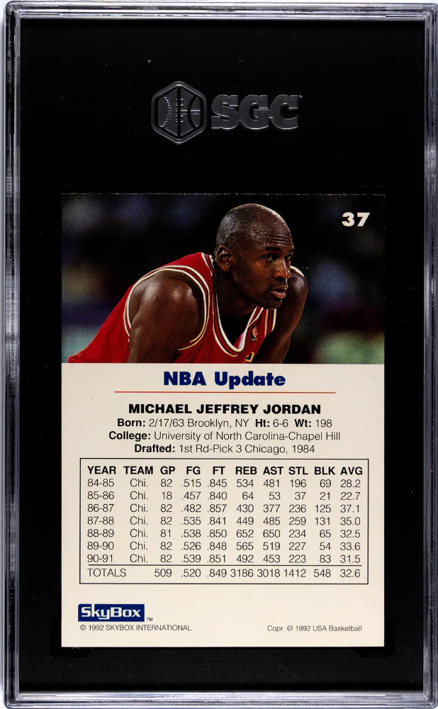 MICHAEL JORDAN #37 1992 SKYBOX USA - SGC 9.5 MT+ - Image 2
