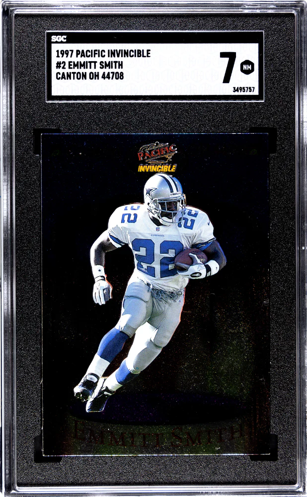 EMMITT SMITH #2 1997 PACIFIC INVINCIBLE CANTON OH 44708 SGC 7 NM