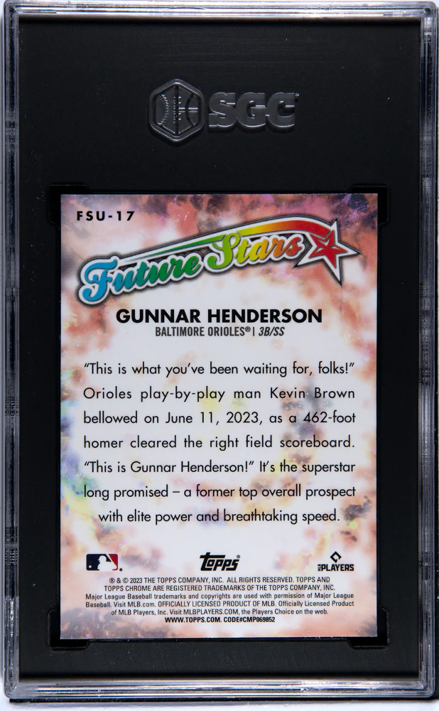 GUNNAR HENDERSON #FSU-17 2023 TOPPS CHROME UPDATE FUTURE STARS SGC 10 GEM - Image 2