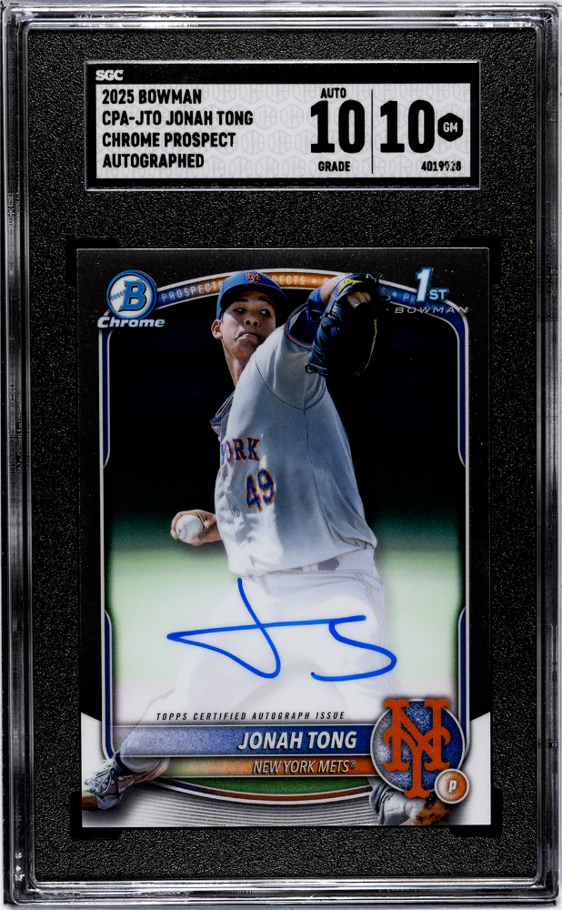 JONAH TONG #CPA-JTO 2025 BOWMAN CHROME PROSPECT AUTO. SGC 10 GEM