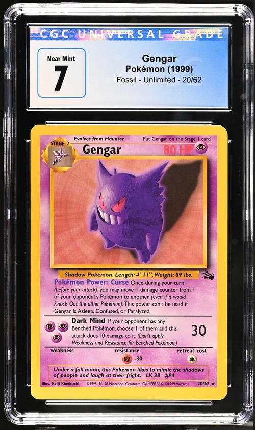 GENGAR FOSSIL #20/62 1999 ENGLISH CGC 7