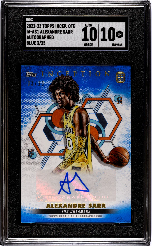 ALEXANDRE SARR #IA-AS1 2022-23 TOPPS INCEPTION OVERTIME ELITE AUTO. BLUE /25 SGC 10 GEM