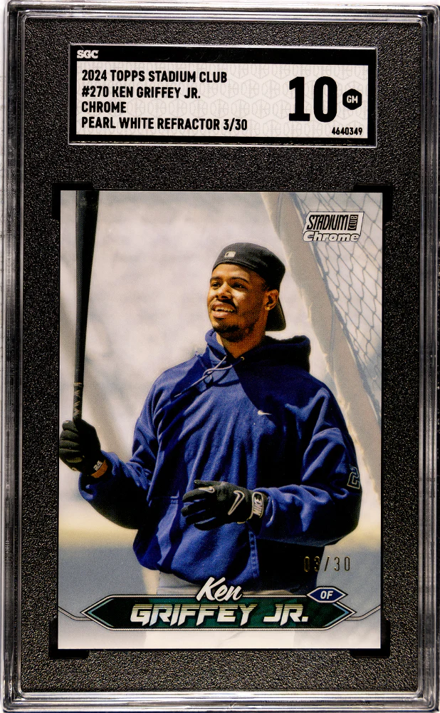 KEN GRIFFEY JR. #270 2024 TOPPS STADIUM CLUB CHROME PEARL WHITE REFRACTOR /30 SGC 10 GEM