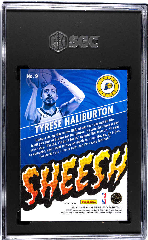 TYRESE HALIBURTON #9 2023-24 PANINI HOOPS PREMIUM STOCK SHEESH DISCO PRIZM SGC 10 GEM - Image 2