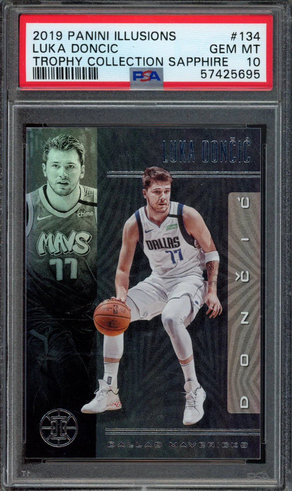 2019 PANINI ILLUSIONS #134 LUKA DONCIC TROPHY COLLECTION SAPPHIRE PSA 10
