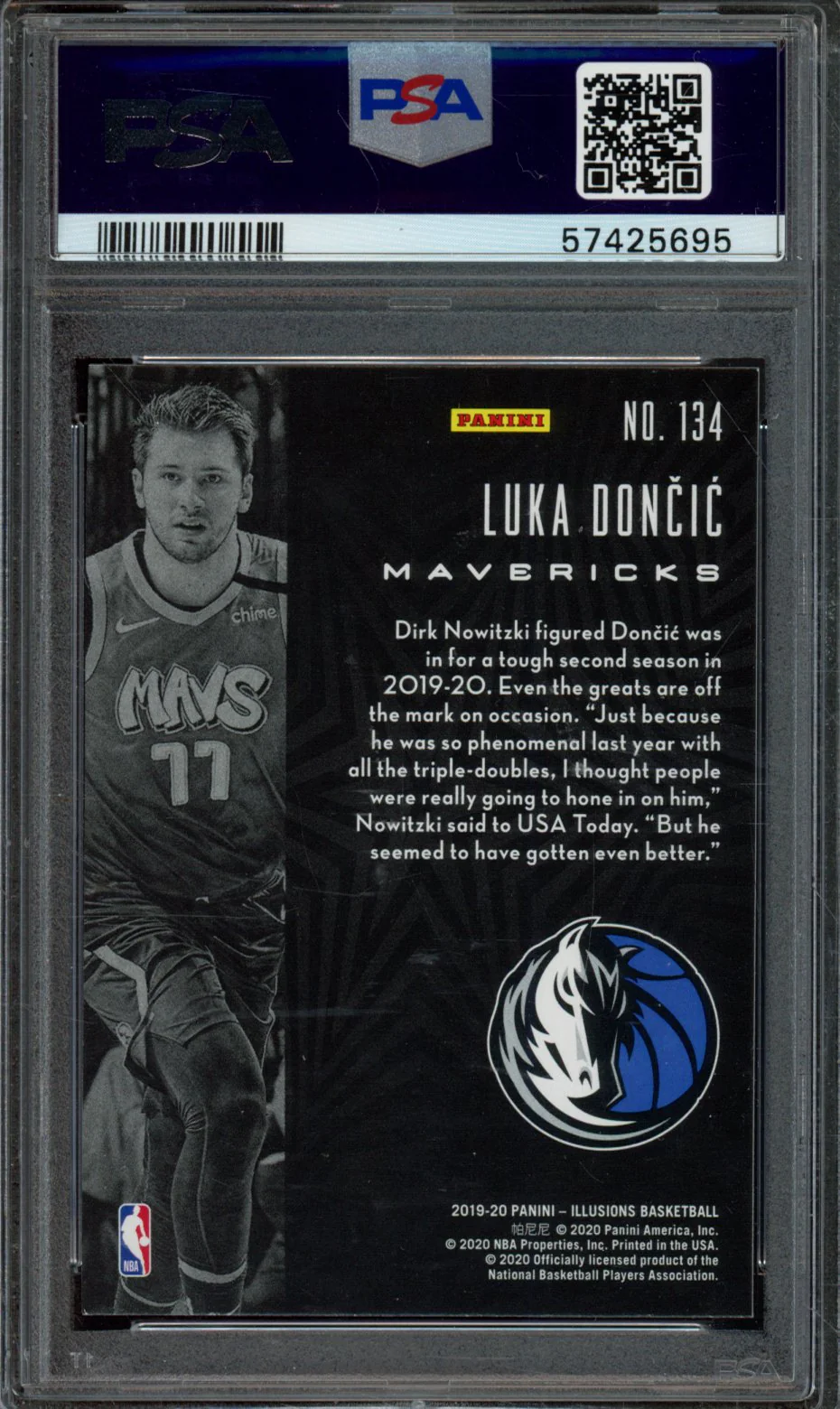2019 PANINI ILLUSIONS #134 LUKA DONCIC TROPHY COLLECTION SAPPHIRE PSA 10 - Image 2