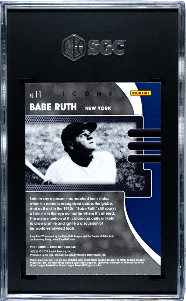 BABE RUTH #I-1 2021 PANINI ABSOLUTE ICONS GREEN SGC 9 MT - Image 2