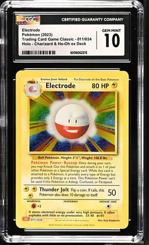 ELECTRODE TRADING CARD GAME CLASSIC #011/034 CHARIZARD & HO-OH EX DECK HOLO 2023 ENGLISH CGC GEM MINT 10