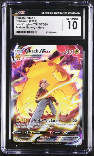 PIKACHU VMAX LOST ORIGIN #TG17/TG30 TRAINER GALLERY HOLO 2022 ENGLISH CGC GEM MINT 10
