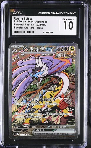 RAGING BOLT EX TERASTAL FEST EX #222/187 SPECIAL ART RARE HOLO 2024 JAPANESE CGC GEM MINT 10