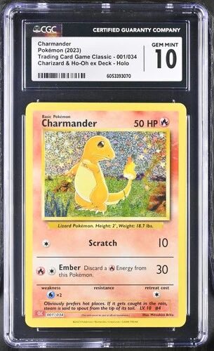 CHARMANDER TRADING CARD GAME CLASSIC #001/034 CHARIZARD & HO-OH EX DECK HOLO 2023 ENGLISH CGC GEM MINT 10