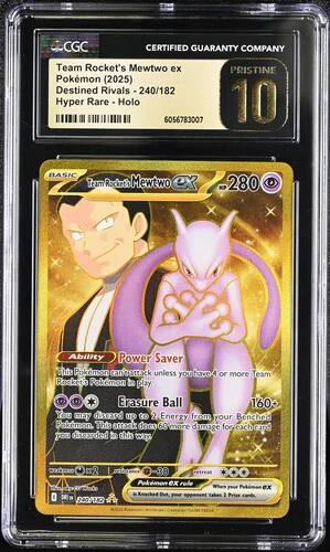 TEAM ROCKET'S MEWTWO EX DESTINED RIVALS #240/182 HYPER RARE HOLO 2025 ENGLISH CGC PRISTINE 10