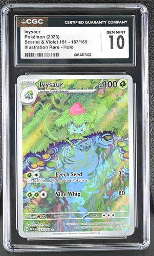 IVYSAUR SCARLET & VIOLET 151 #167/165 ILLUSTRATION RARE HOLO 2023 ENGLISH CGC GEM MINT 10