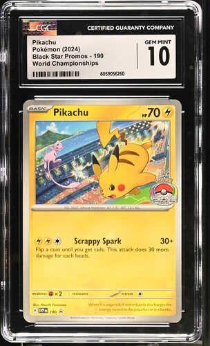 PIKACHU BLACK STAR PROMOS WORLD CHAMPIONSHIPS #190 2024 ENGLISH CGC GEM MINT 10
