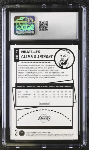 2021-22 CARMELO ANTHONY #NEON GREEN HOOPS 101 CGC GEM MINT 10 - Image 2