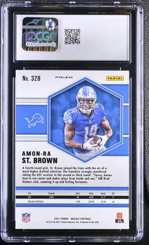 2021 AMON-RA ST. BROWN #REACTIVE ORANGE MOSAIC 328 CGC 9 - Image 2