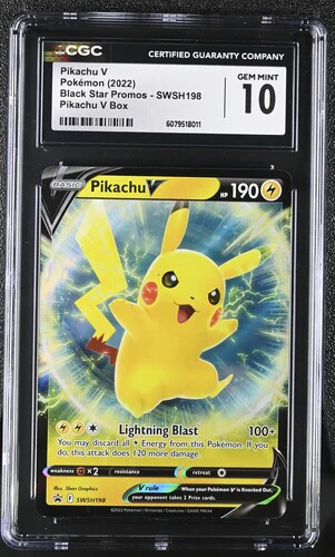 PIKACHU V BLACK STAR PROMOS HOLO #SWSH198 2022 ENGLISH CGC GEM MINT 10