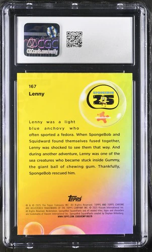 LENNY SPONGEBOB CHROME #167 2025 ENGLISH CGC GEM MINT 10 - Image 2