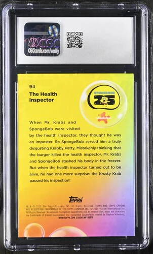THE HEALTH INSPECTOR SPONGEBOB CHROME #94 2025 ENGLISH CGC GEM MINT 10 - Image 2