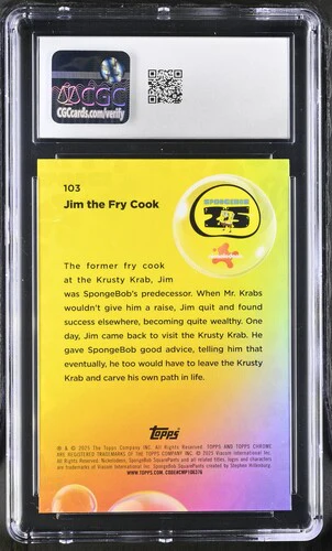 JIM THE FRY COOK SPONGEBOB CHROME #103 2025 ENGLISH CGC GEM MINT 10 - Image 2