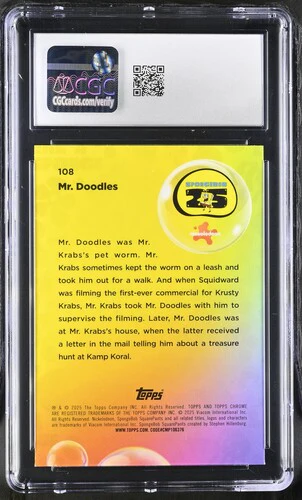 MR. DOODLES SPONGEBOB CHROME #108 2025 ENGLISH CGC GEM MINT 10 - Image 2