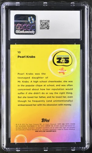 PEARL KRABS SPONGEBOB CHROME #10 2025 ENGLISH CGC GEM MINT 10 - Image 2