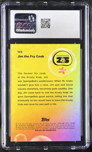 JIM THE FRY COOK SPONGEBOB CHROME #103 2025 ENGLISH CGC GEM MINT 10 - Image 2