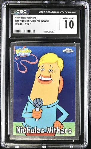 NICHOLAS WITHERS SPONGEBOB CHROME #187 2025 ENGLISH CGC GEM MINT 10