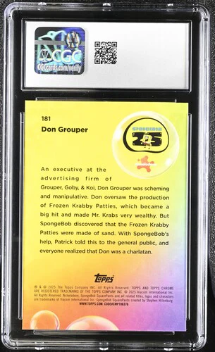 DON GROUPER SPONGEBOB CHROME #181 2025 ENGLISH CGC GEM MINT 10 - Image 2