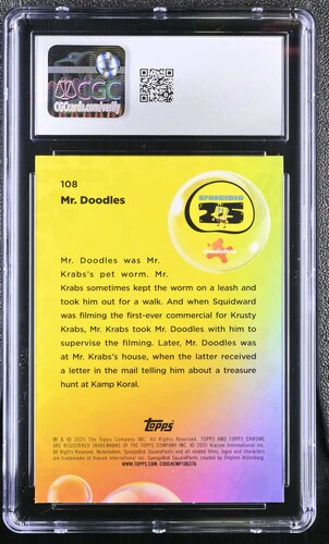 MR. DOODLES SPONGEBOB CHROME #108 2025 ENGLISH CGC GEM MINT 10 - Image 2