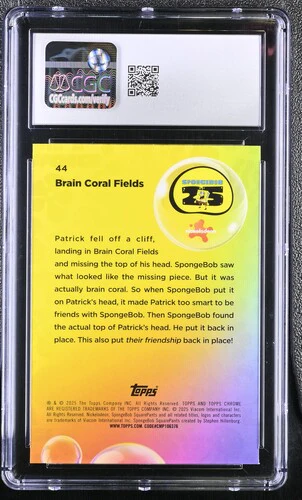 BRAIN CORAL FIELDS SPONGEBOB CHROME #44 2025 ENGLISH CGC GEM MINT 10 - Image 2