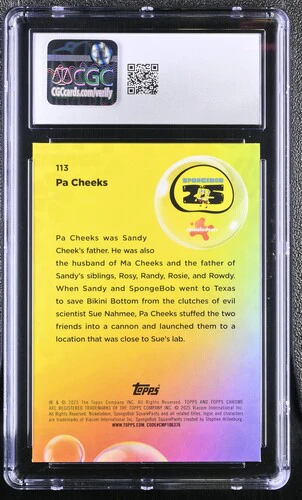 PA CHEEKS SPONGEBOB CHROME #113 2025 ENGLISH CGC GEM MINT 10 - Image 2