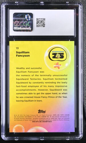 SQUILLIAM FANCYSON SPONGEBOB CHROME #13 2025 ENGLISH CGC GEM MINT 10 - Image 2