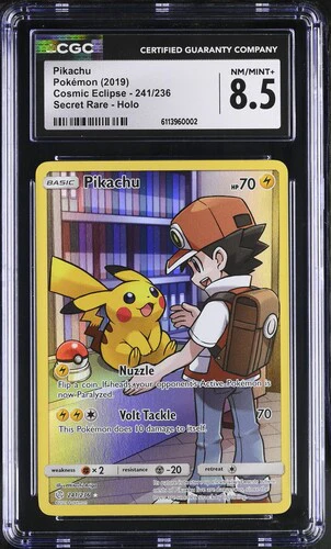 PIKACHU COSMIC ECLIPSE #241/236 SECRET RARE HOLO 2019 ENGLISH CGC 8.5