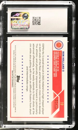 2023 RON HOLLAND II #BLACK REFRACTOR CHROME MCDONALD'S ALL-AMERICAN 19 CGC GEM MINT 10 - Image 2