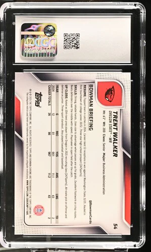 2025 TRENT WALKER #BLACK SHIMMER REFRACTOR UNIVERSITY CHROME 54 CGC GEM MINT 10 - Image 2