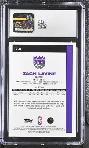 2025-26 ZACH LAVINE 80-81 SILVER PACK TC-ZL CGC GEM MINT 10 - Image 2
