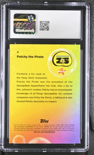 PATCHY THE PIRATE SPONGEBOB CHROME KELP GREEN REFRACTOR #4 2025 ENGLISH CGC GEM MINT 10 - Image 2
